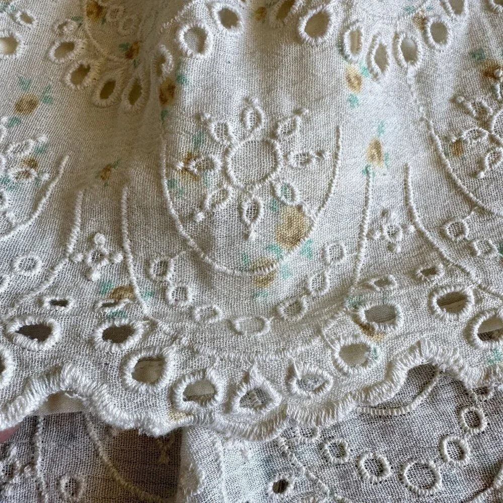 Free People jillian Cream Butter Yellow Ditzy Floral Eyelet Mini Skirt X-Small - Picture 4 of 9